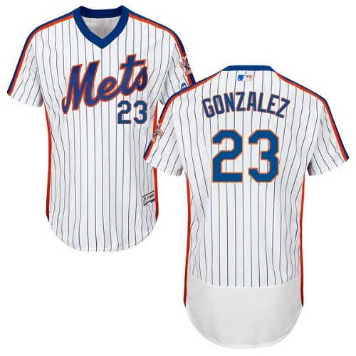 Mets #23 Adrian Gonzalez White(Blue Strip) Flexbase Authentic Collection Alternate Stitched MLB Jersey